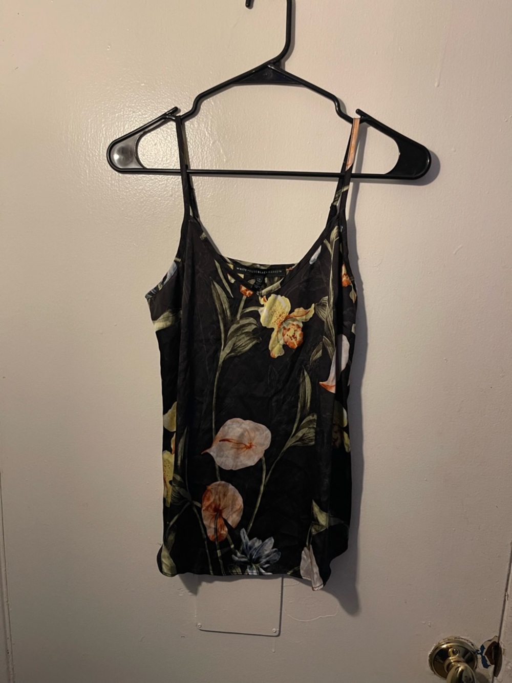 White House Black Market Black Floral Camisole